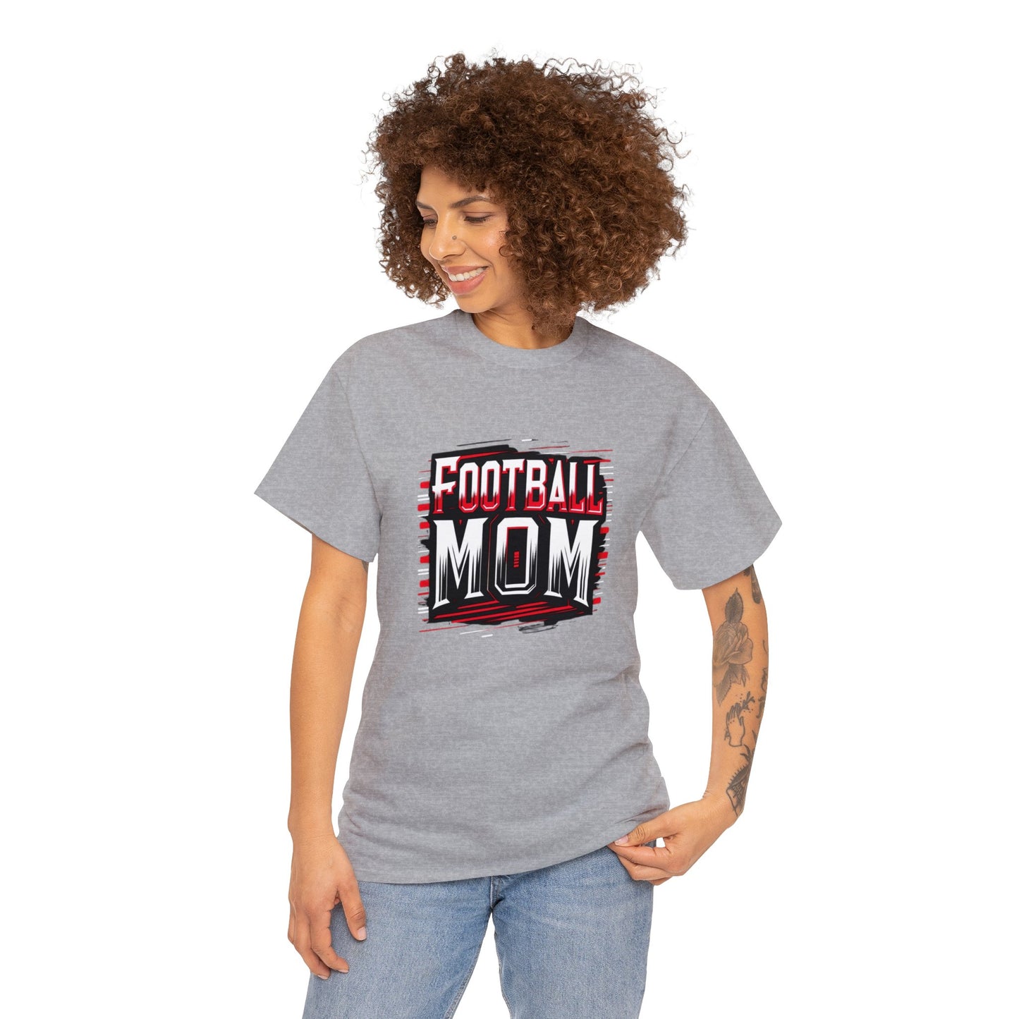 Football Mom Red and White Design Unisex Heavy Cotton Tee