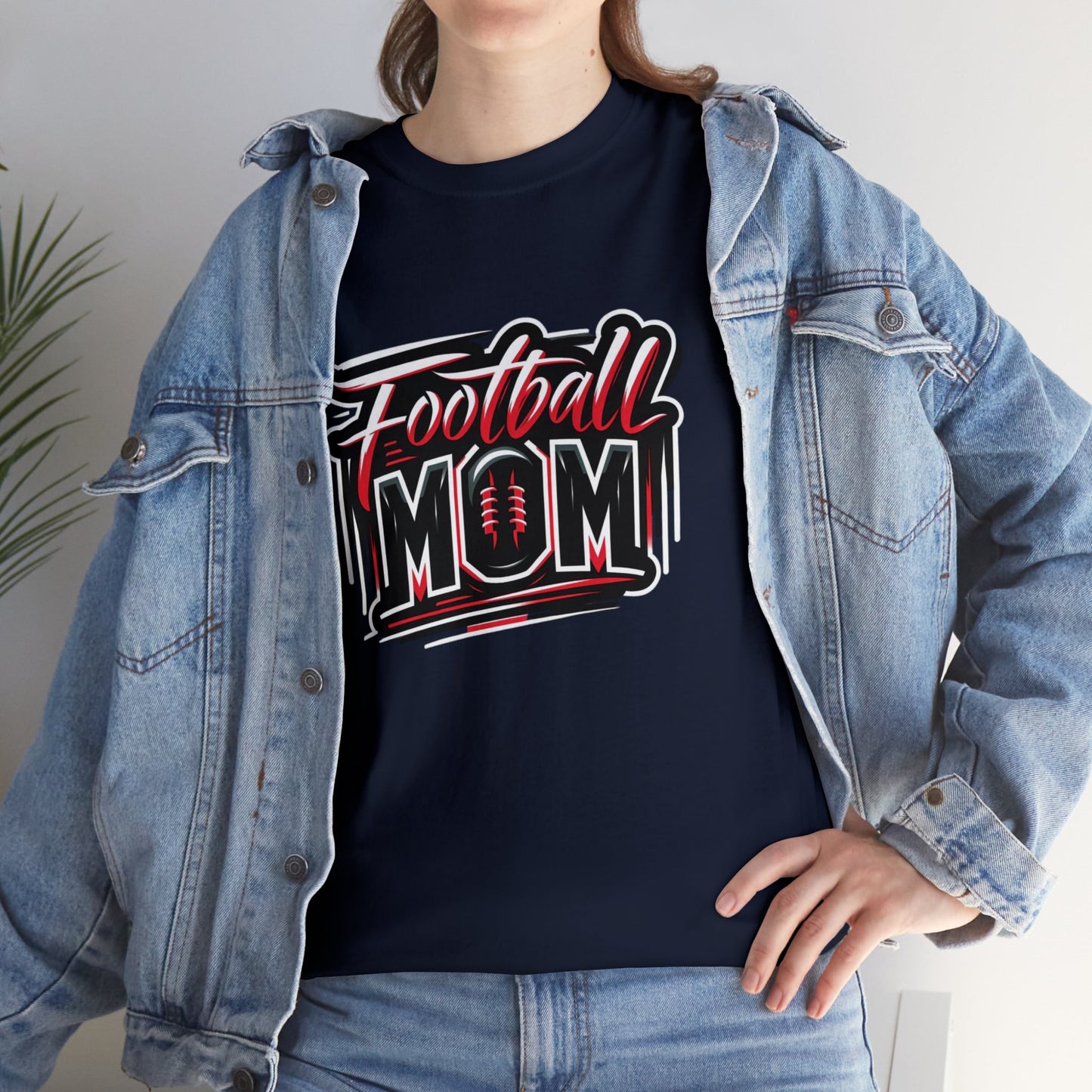 Football Mom Red and Black Design Unisex Heavy Cotton Tee