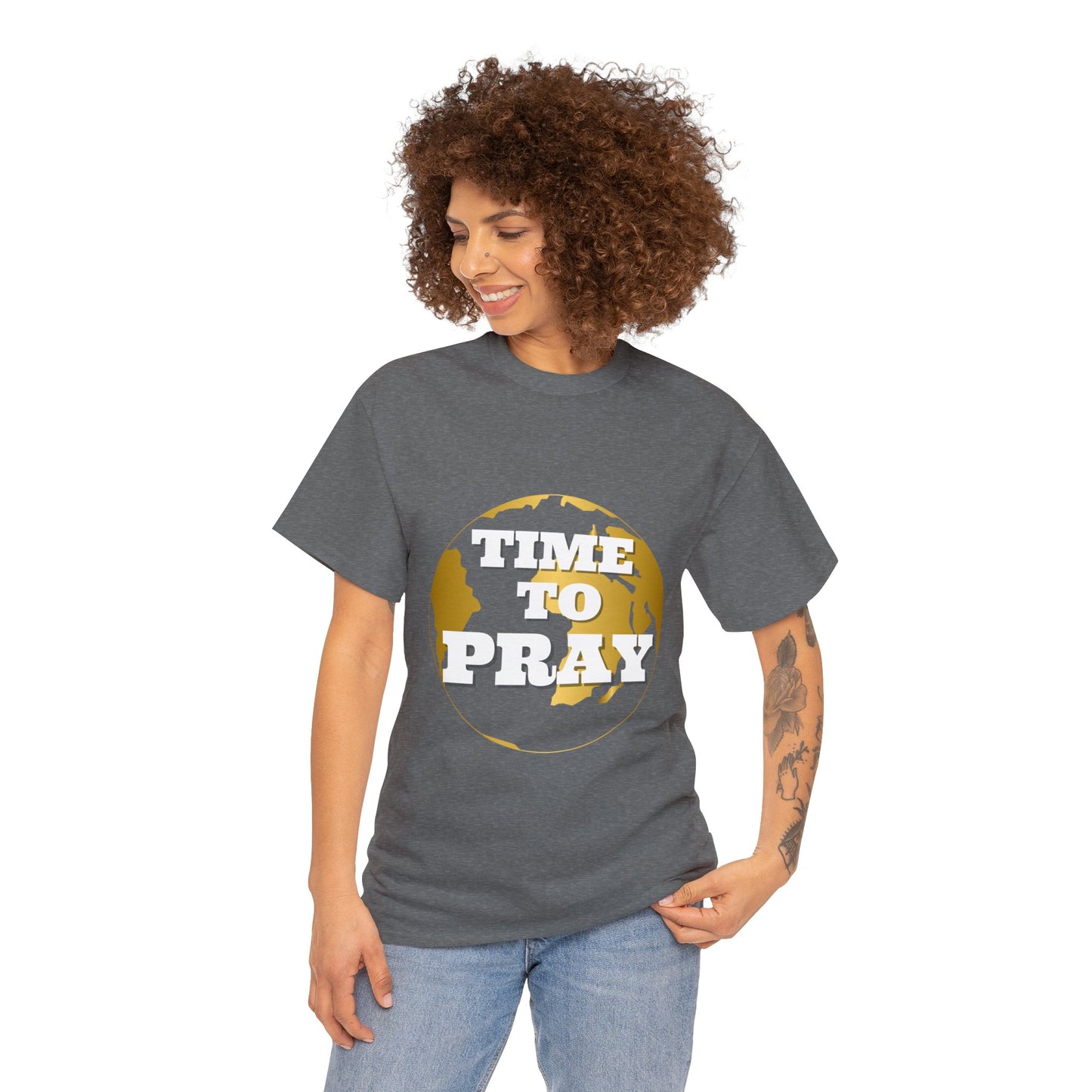 Unisex Heavy Cotton Tee Time to Pray for Peace Short Sleeves Tee