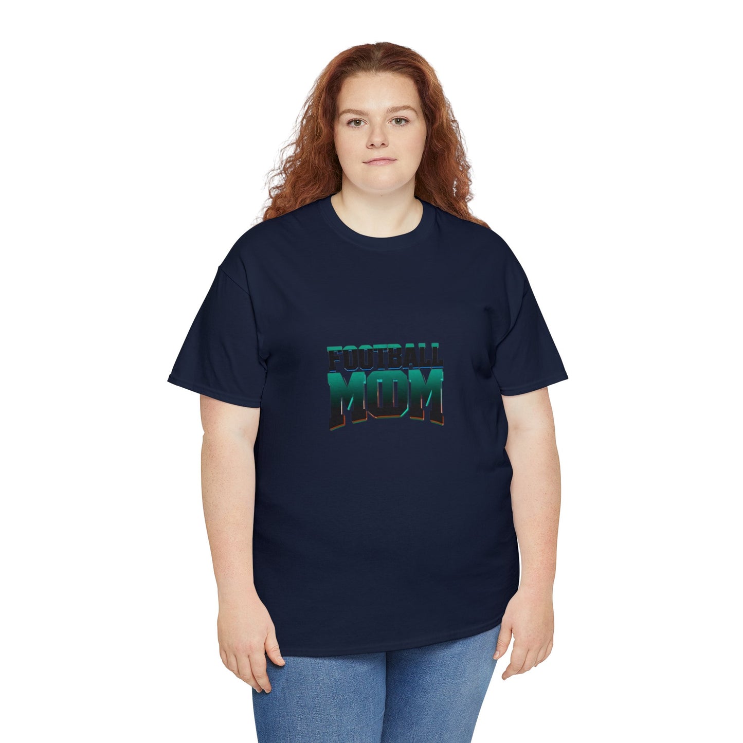 Football Mom Black and Green Design Unisex Heavy Cotton Tee