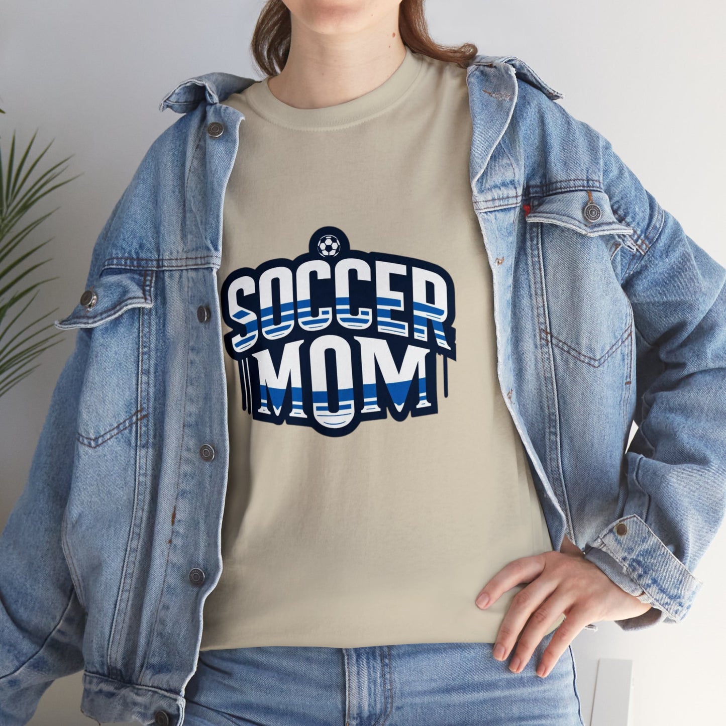 Soccer Mom Blue and White Design Unisex Heavy Cotton Tee