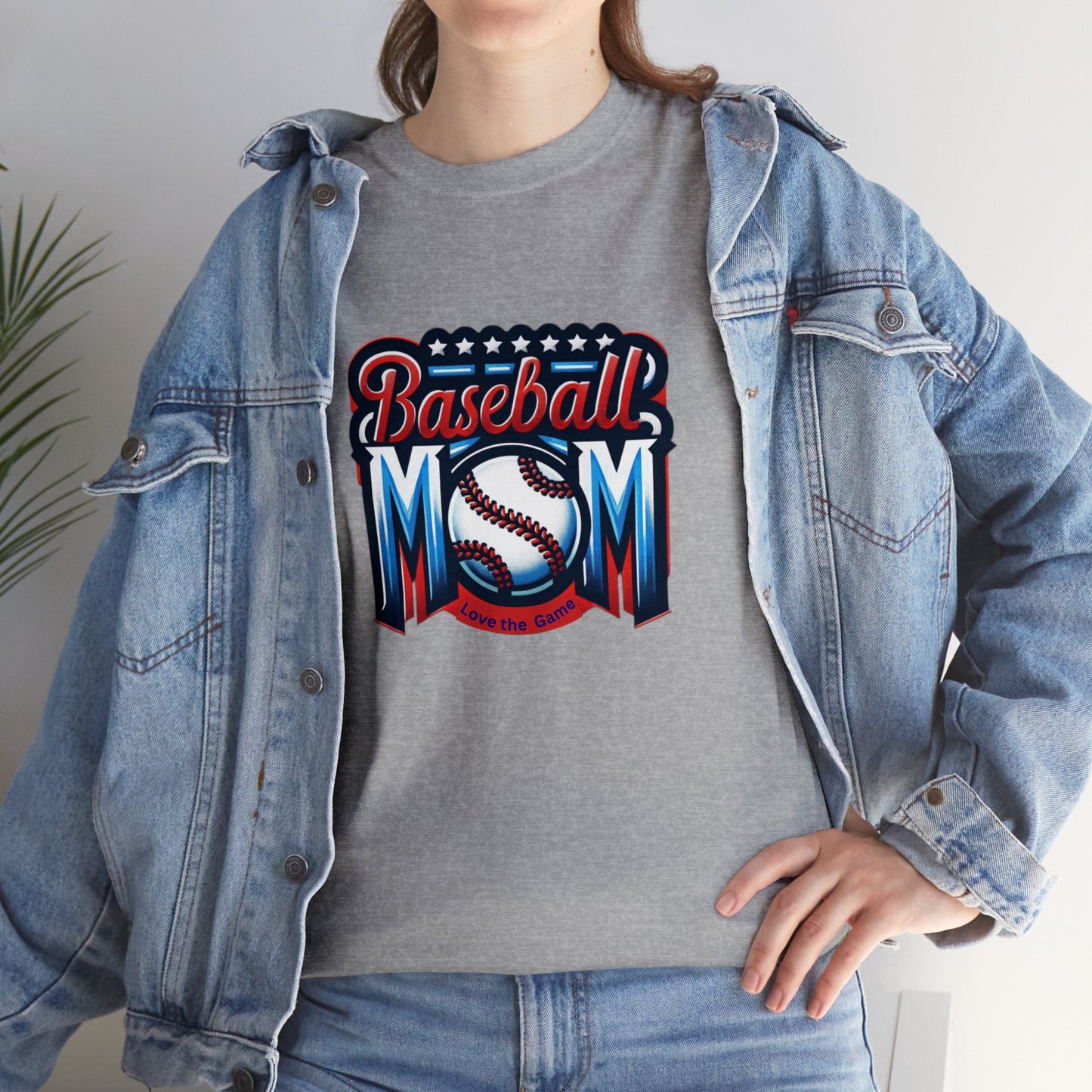 Baseball Mom with Center Ball Unisex Heavy Cotton Tee