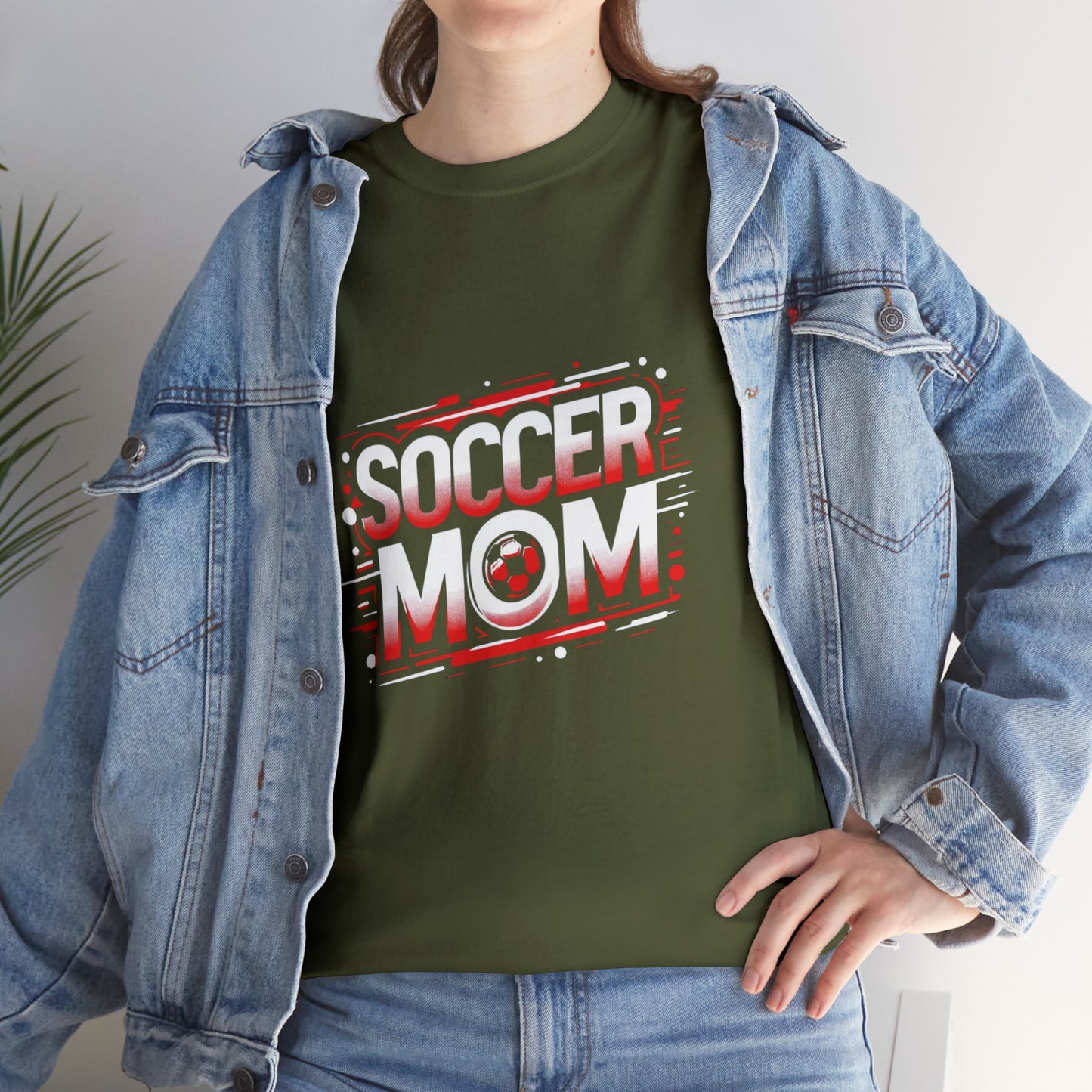 Soccer Mom Red and White Design Unisex Heavy Cotton Tee