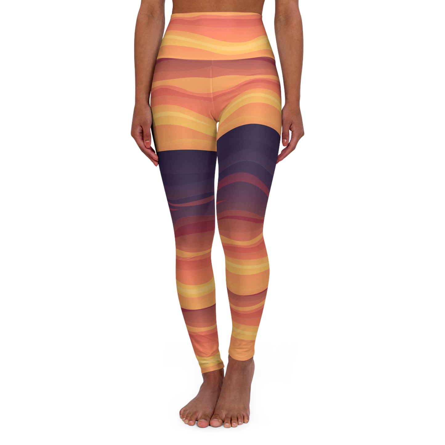 High Waisted Yoga Leggings Customized Sunset Design