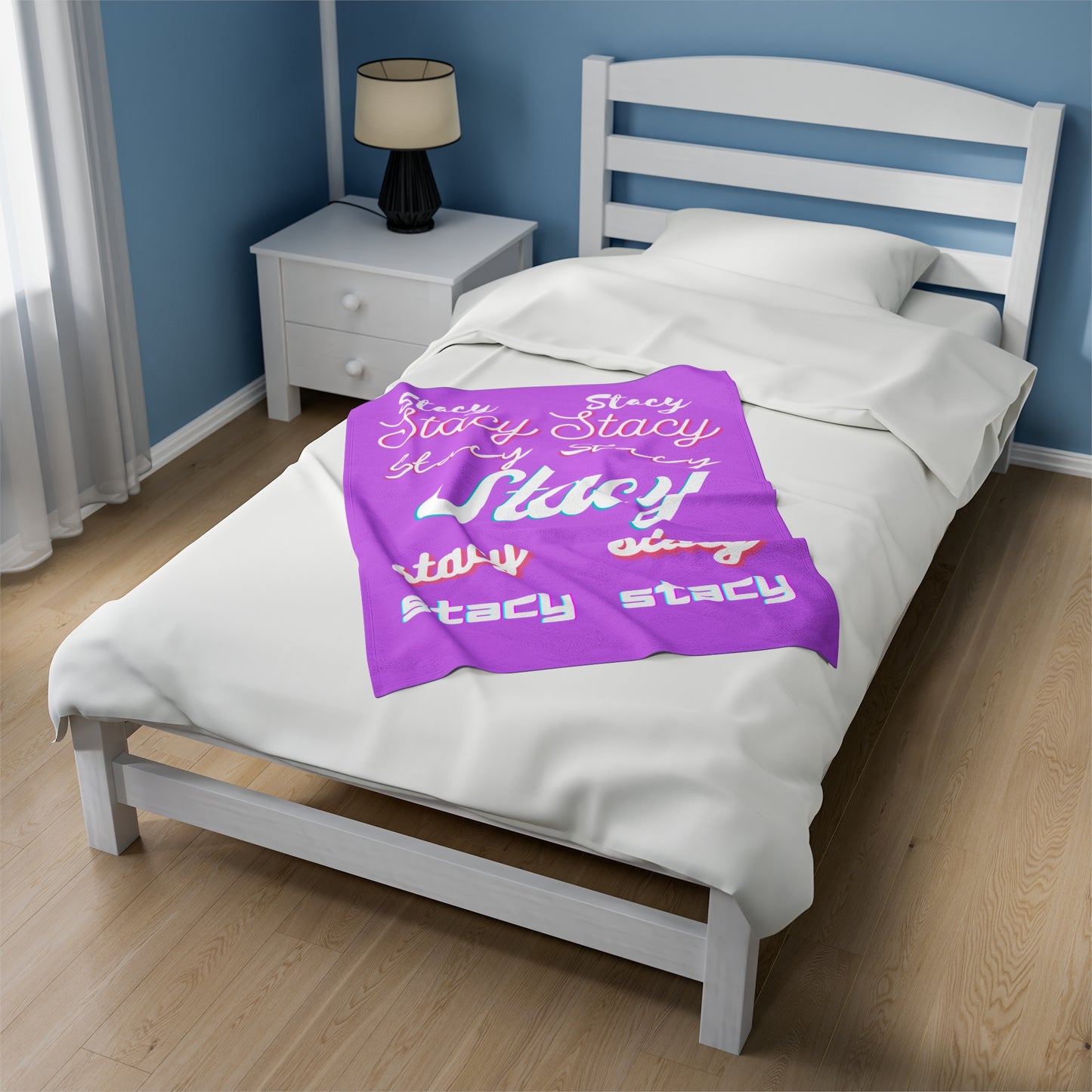 Personalize Velveteen Plush Blanket with Name for Valentine's Day-Light Purple