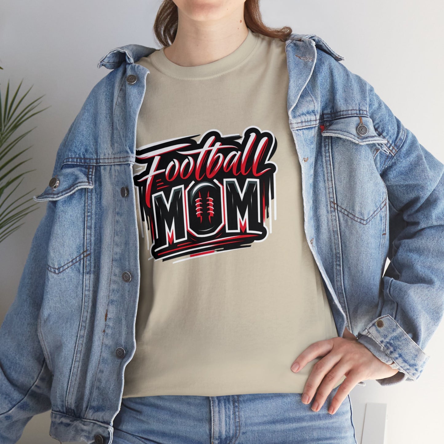 Football Mom Red and Black Design Unisex Heavy Cotton Tee