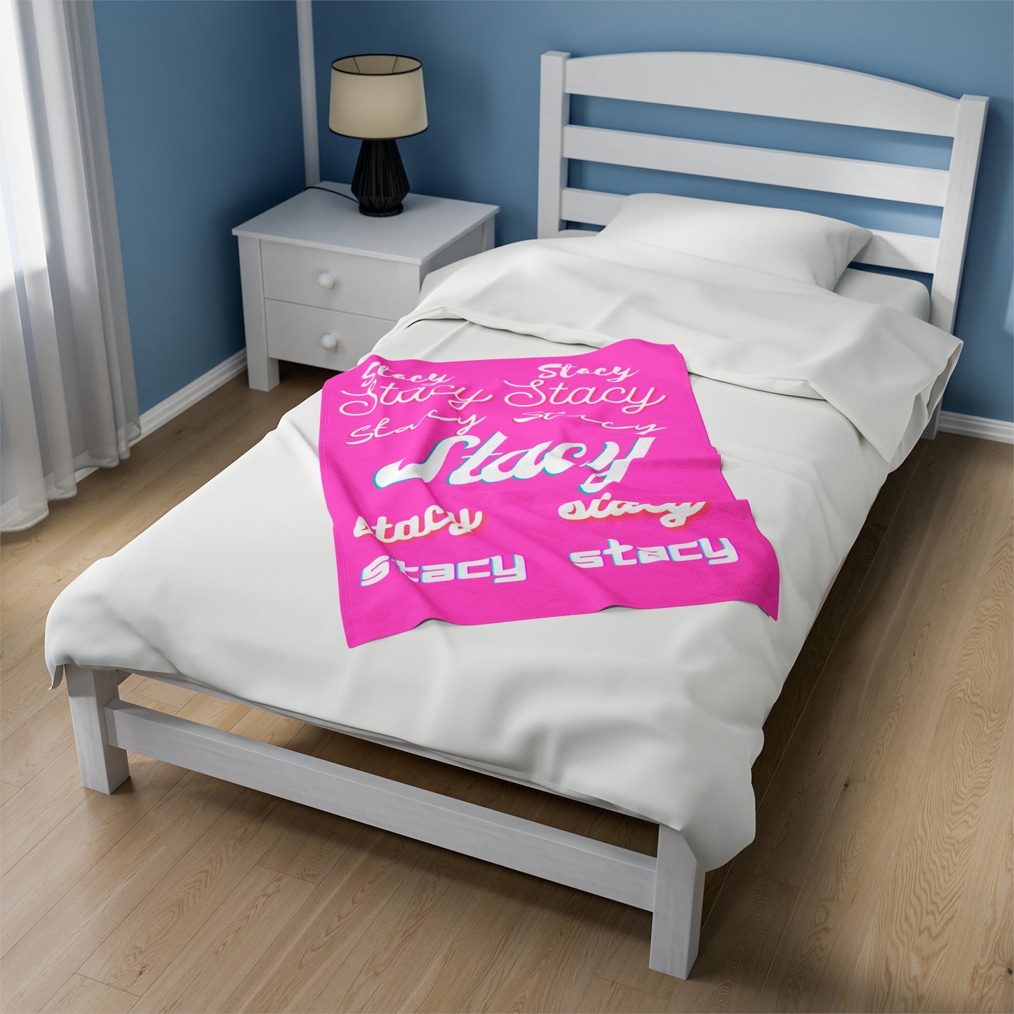 Personalize this Velveteen Plush Blanket with Name for Valentine's Day-Light Pink