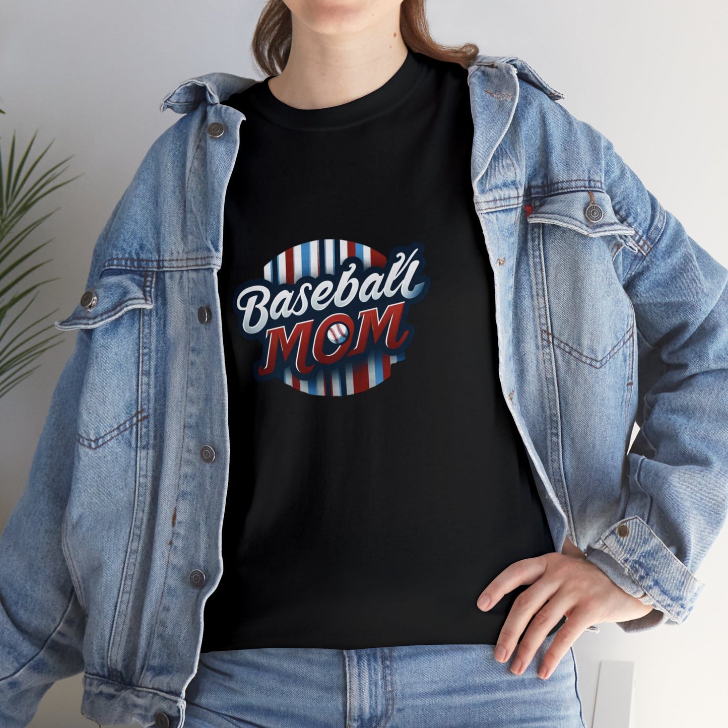 Baseball Mom Red and White Design Unisex Heavy Cotton Tee