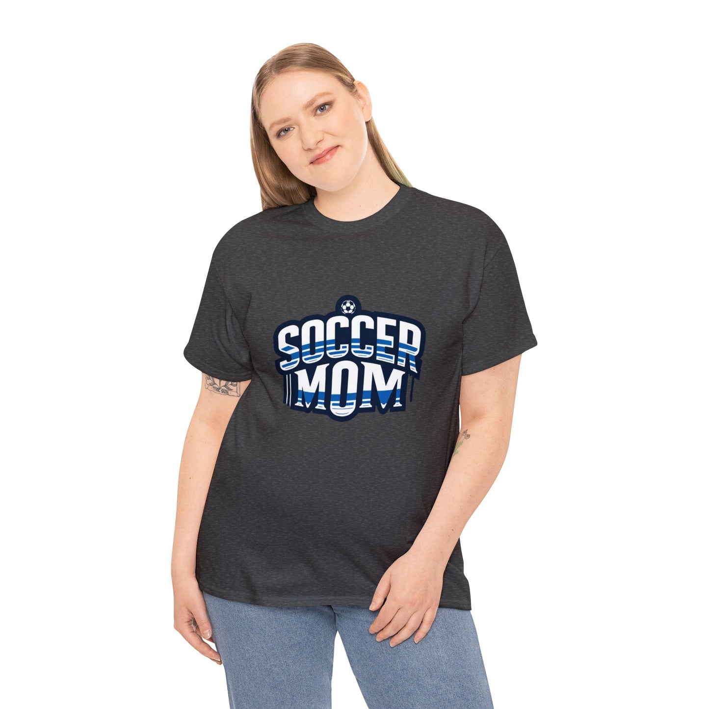 Soccer Mom Blue and White Design Unisex Heavy Cotton Tee