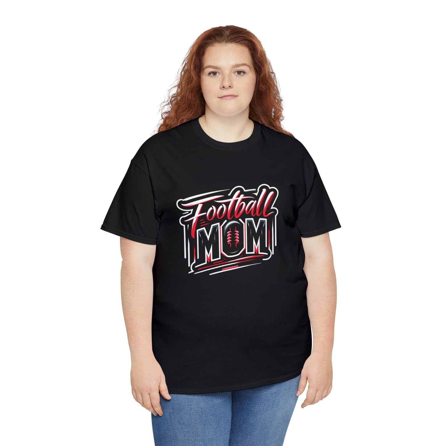 Football Mom Red and Black Design Unisex Heavy Cotton Tee