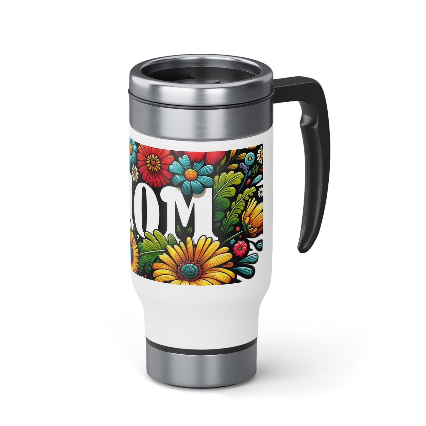 Mom Stainless Steel Travel Mug with Handle, 14oz