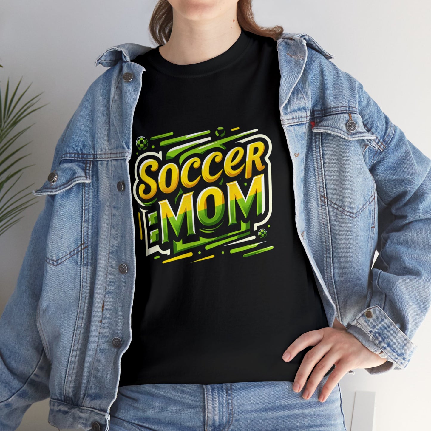 Soccer Mom Yellow and Green Design Unisex Heavy Cotton Tee