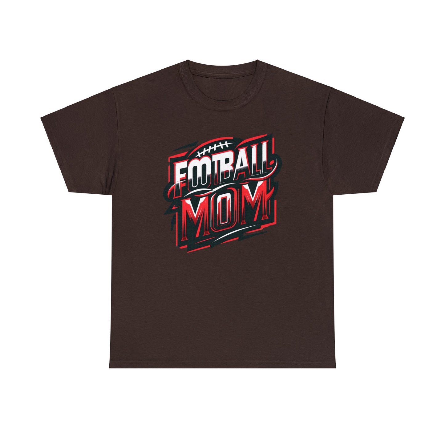 Football Mom Red White and Black Design Unisex Heavy Cotton Tee