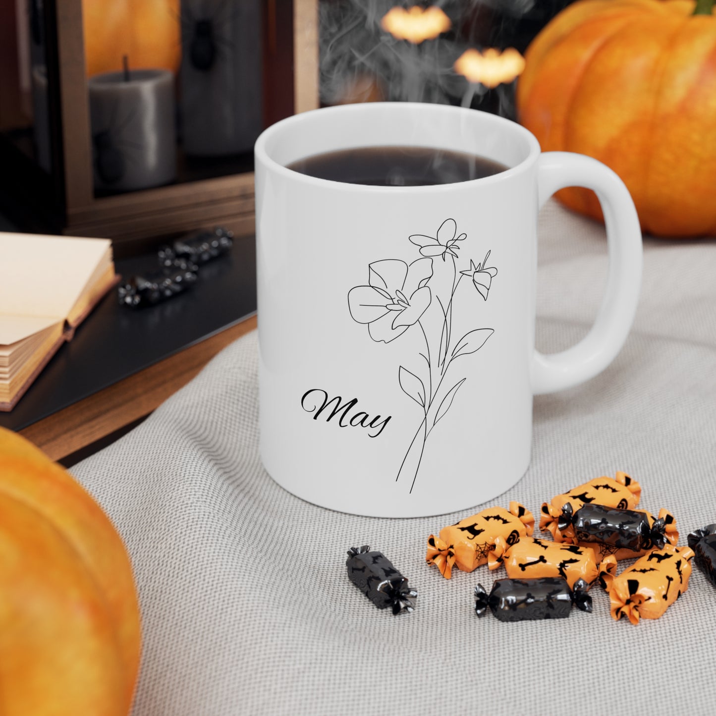 May Birth Month Flower Ceramic Coffee Mug