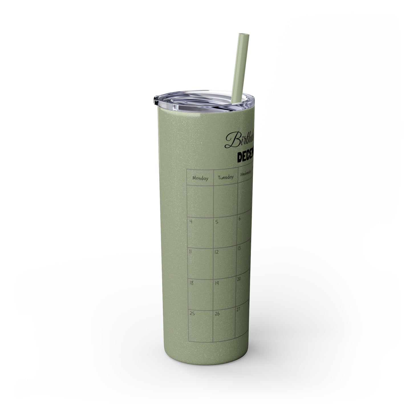 Skinny Tumbler with Straw, 20oz-Birthday Month December