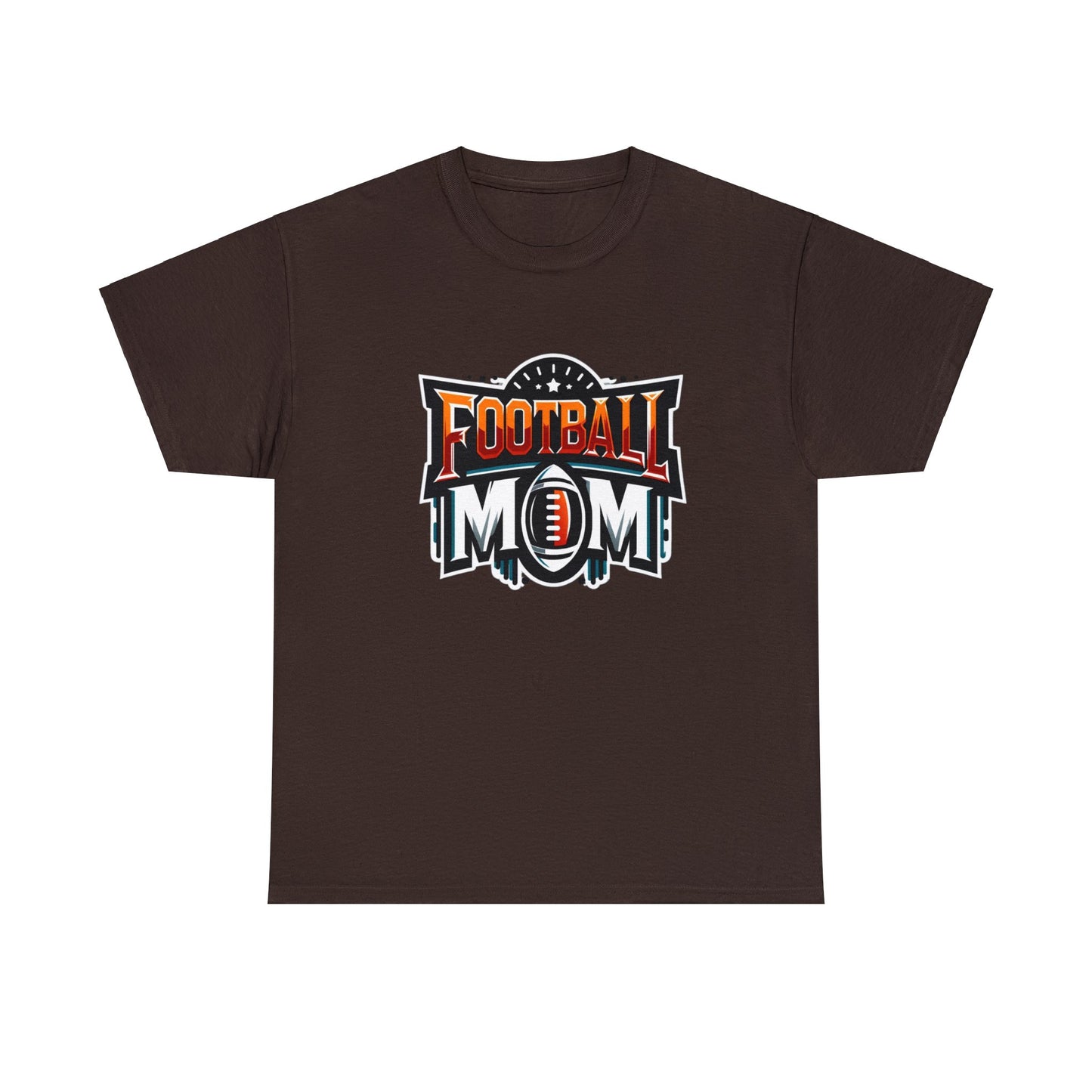 Football Mom Orange White and Red Design Unisex Heavy Cotton Tee