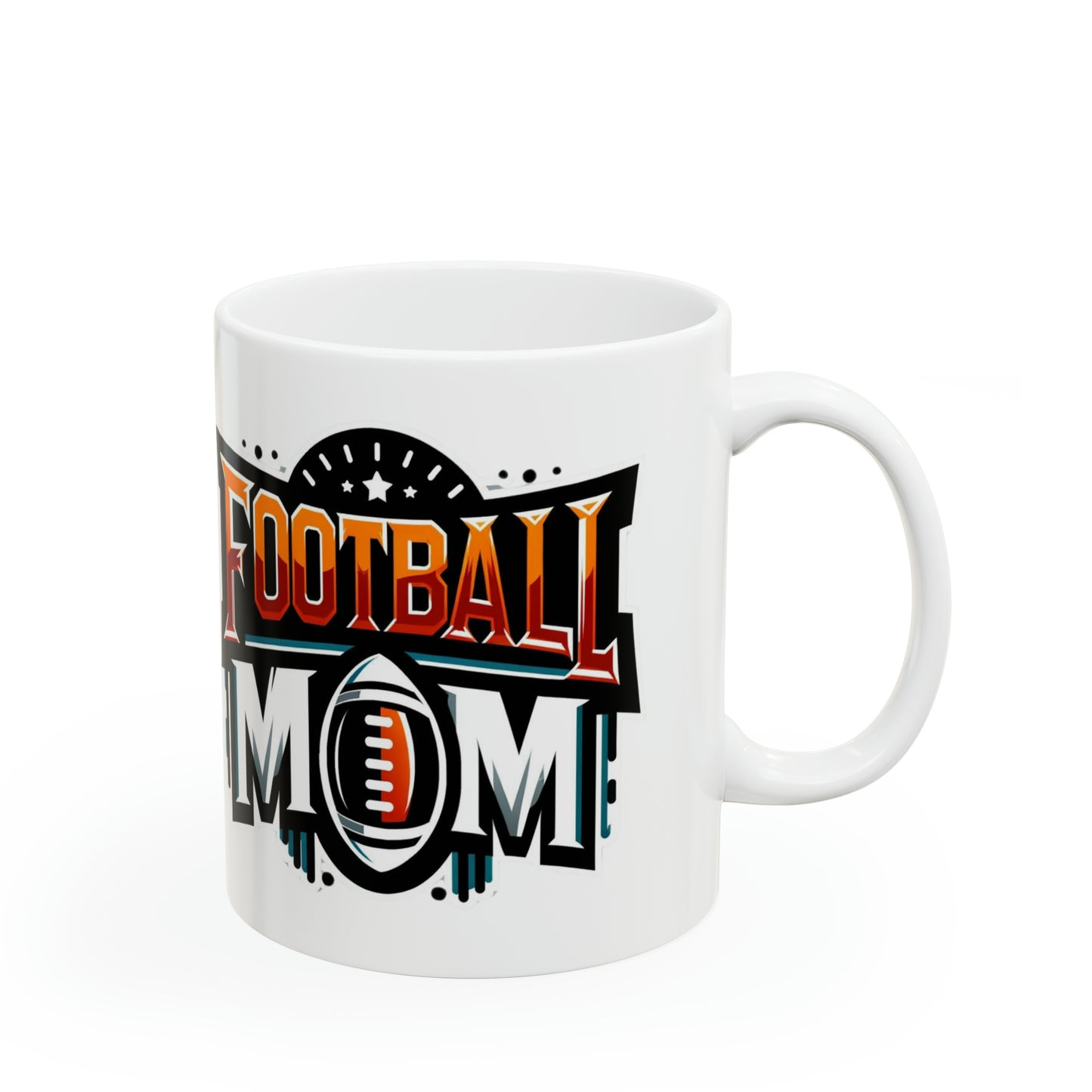 Football Mom Orange White and Black Ceramic Mug (11oz)