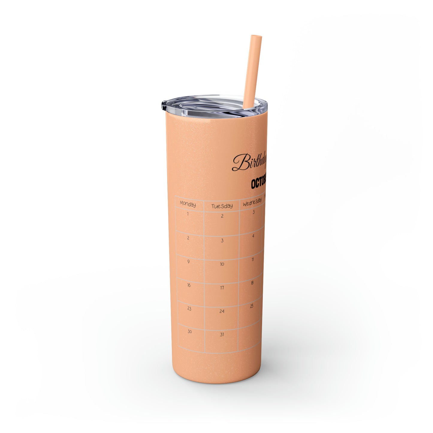 Skinny Tumbler with Straw, 20oz-Birthday Month October