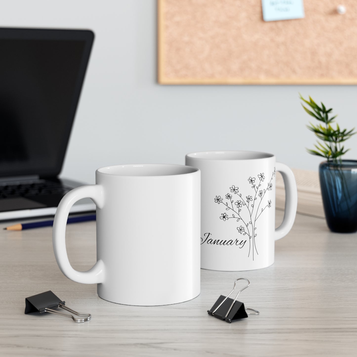 January Birth Month Flower Ceramic Coffee Mug