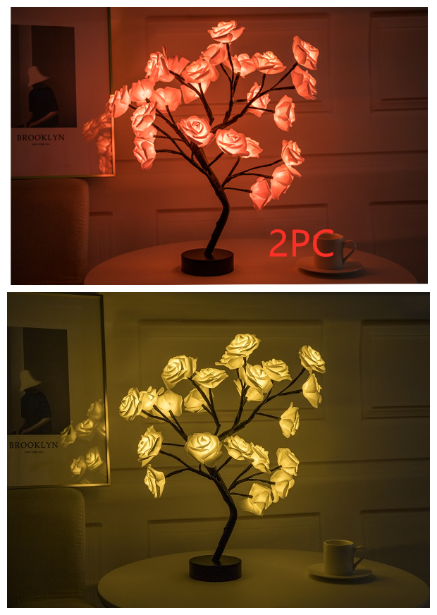 Rose Flower Lamp USB Battery Operated LED Table Lamp Bonsai Tree Night Lights