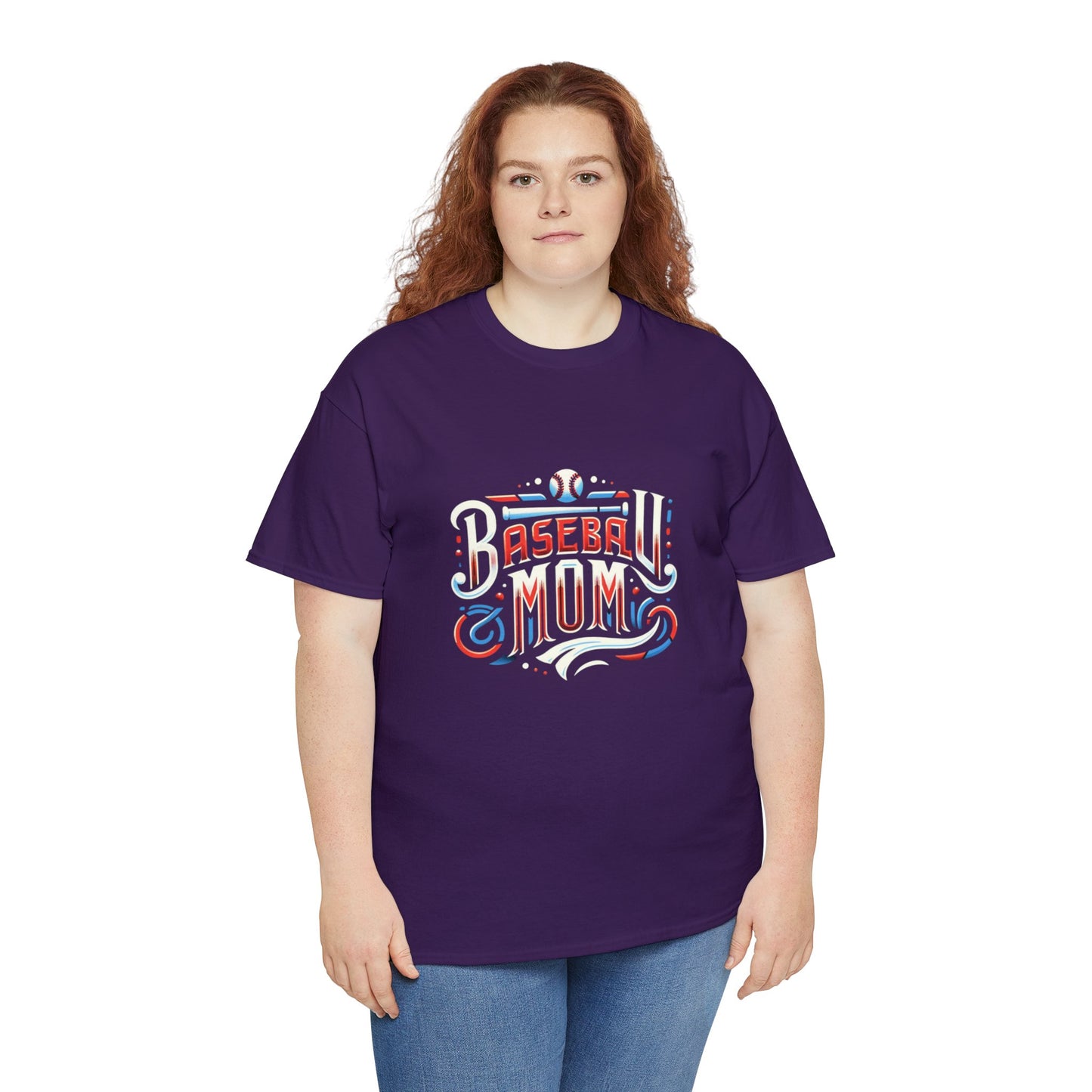 Baseball Mom Red, White and Blue Unisex Heavy Cotton Tee