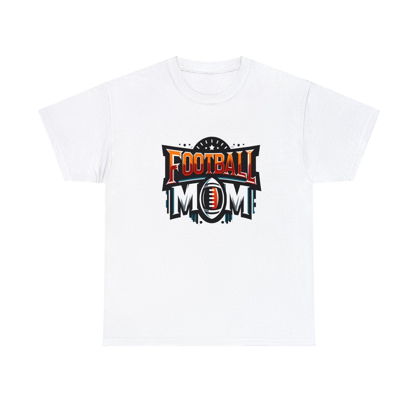 Football Mom Orange White and Red Design Unisex Heavy Cotton Tee