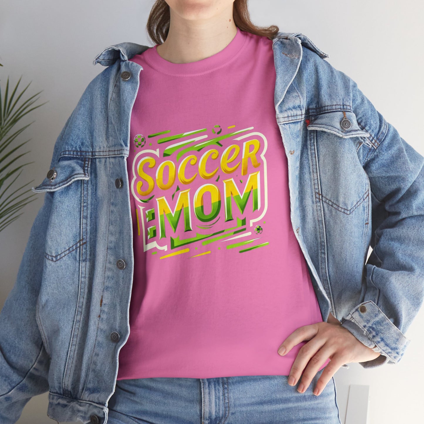 Soccer Mom Yellow and Green Design Unisex Heavy Cotton Tee