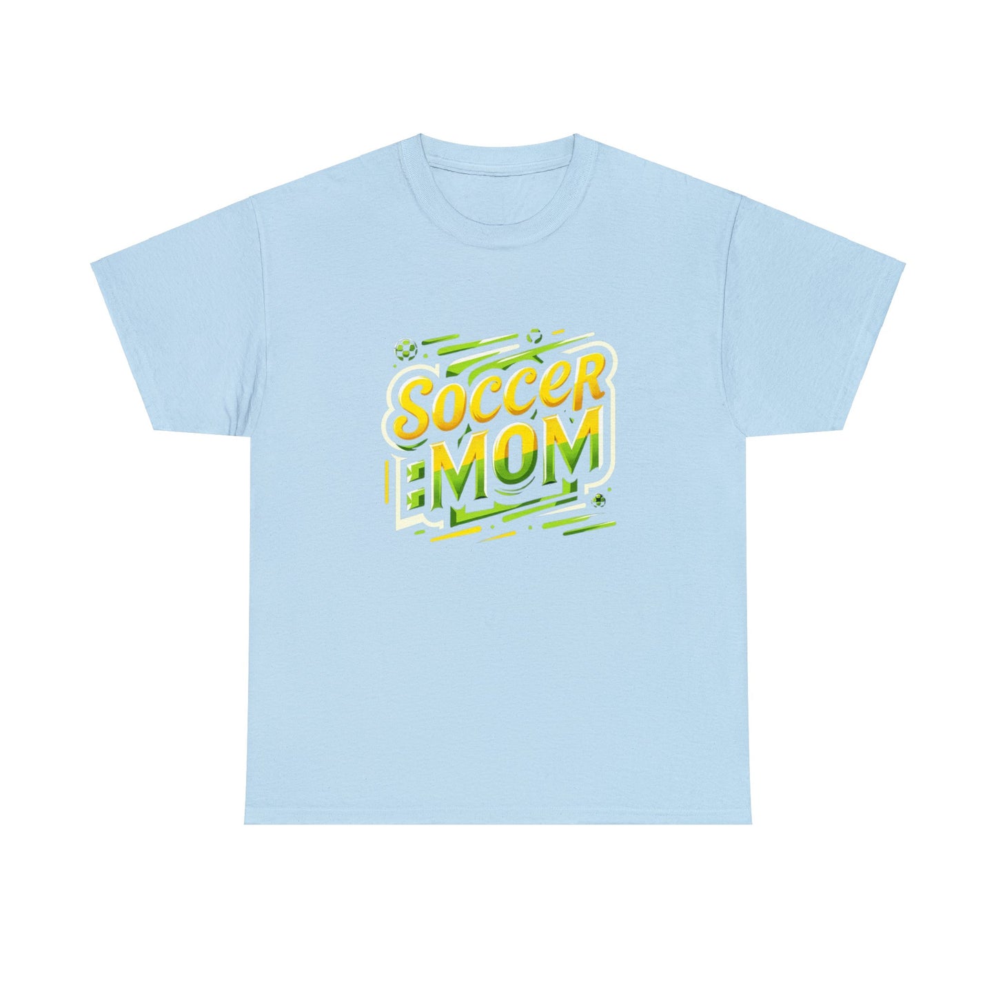 Soccer Mom Yellow and Green Design Unisex Heavy Cotton Tee