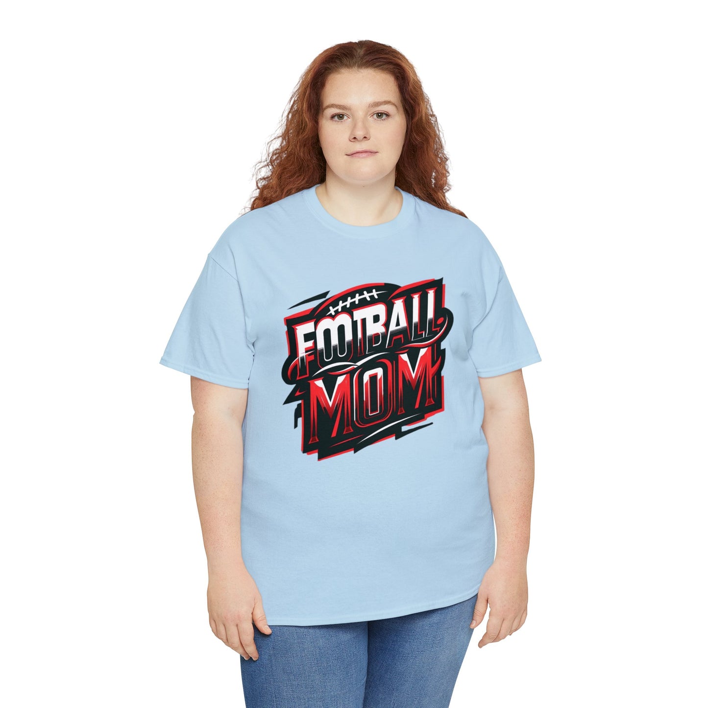 Football Mom Red White and Black Design Unisex Heavy Cotton Tee