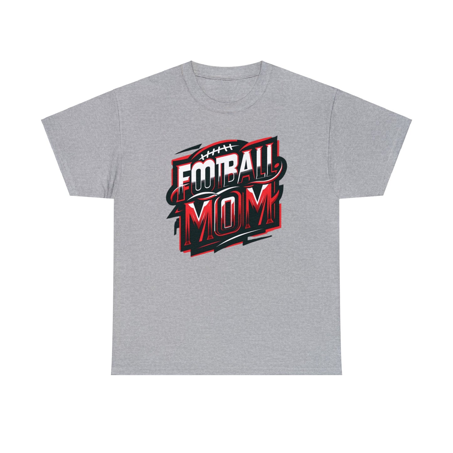 Football Mom Red White and Black Design Unisex Heavy Cotton Tee