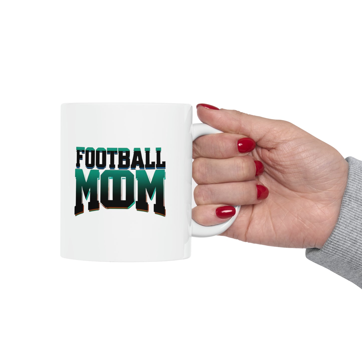 Football Mom Green and Black Design Ceramic Mug (11oz)