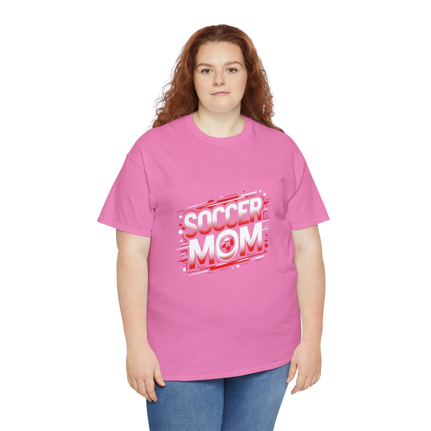 Soccer Mom Red and White Design Unisex Heavy Cotton Tee