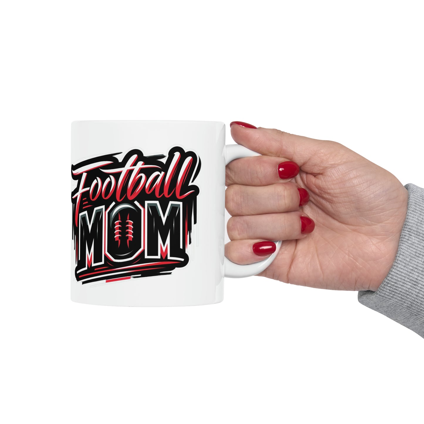 Football Mom Red and Black Design Ceramic Mug (11oz)