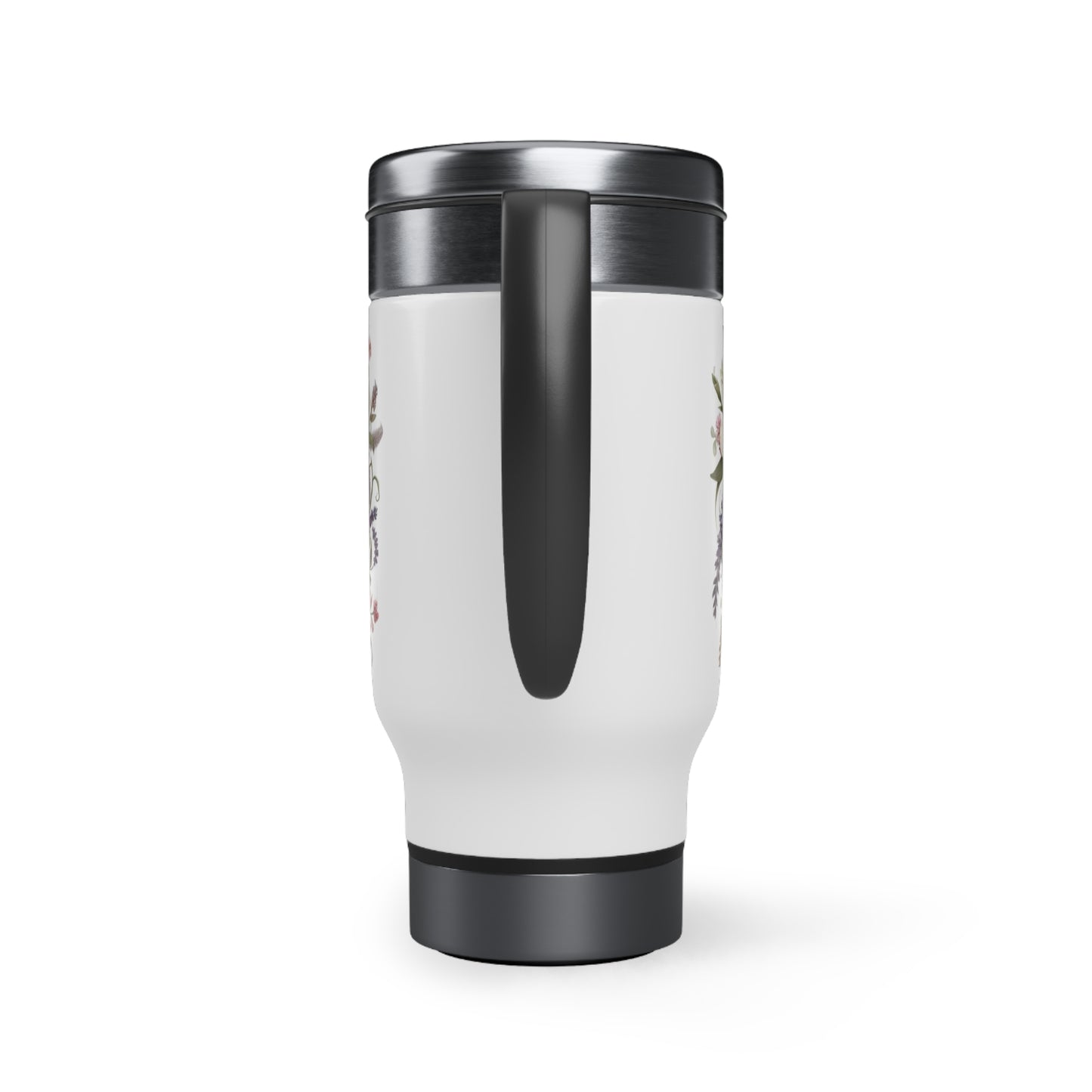 Mom Stainless Steel Travel Mug with Handle, 14oz Flower