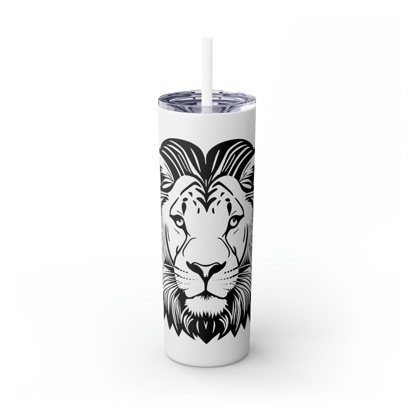 Skinny Tumbler with Straw, 20oz - Lion Face