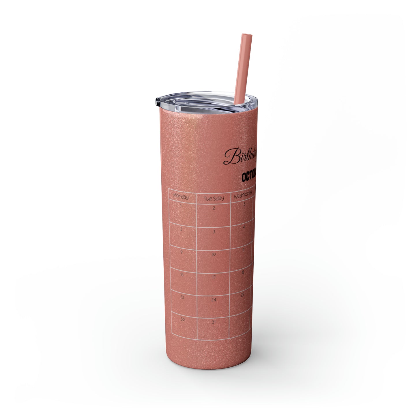 Skinny Tumbler with Straw, 20oz-Birthday Month October