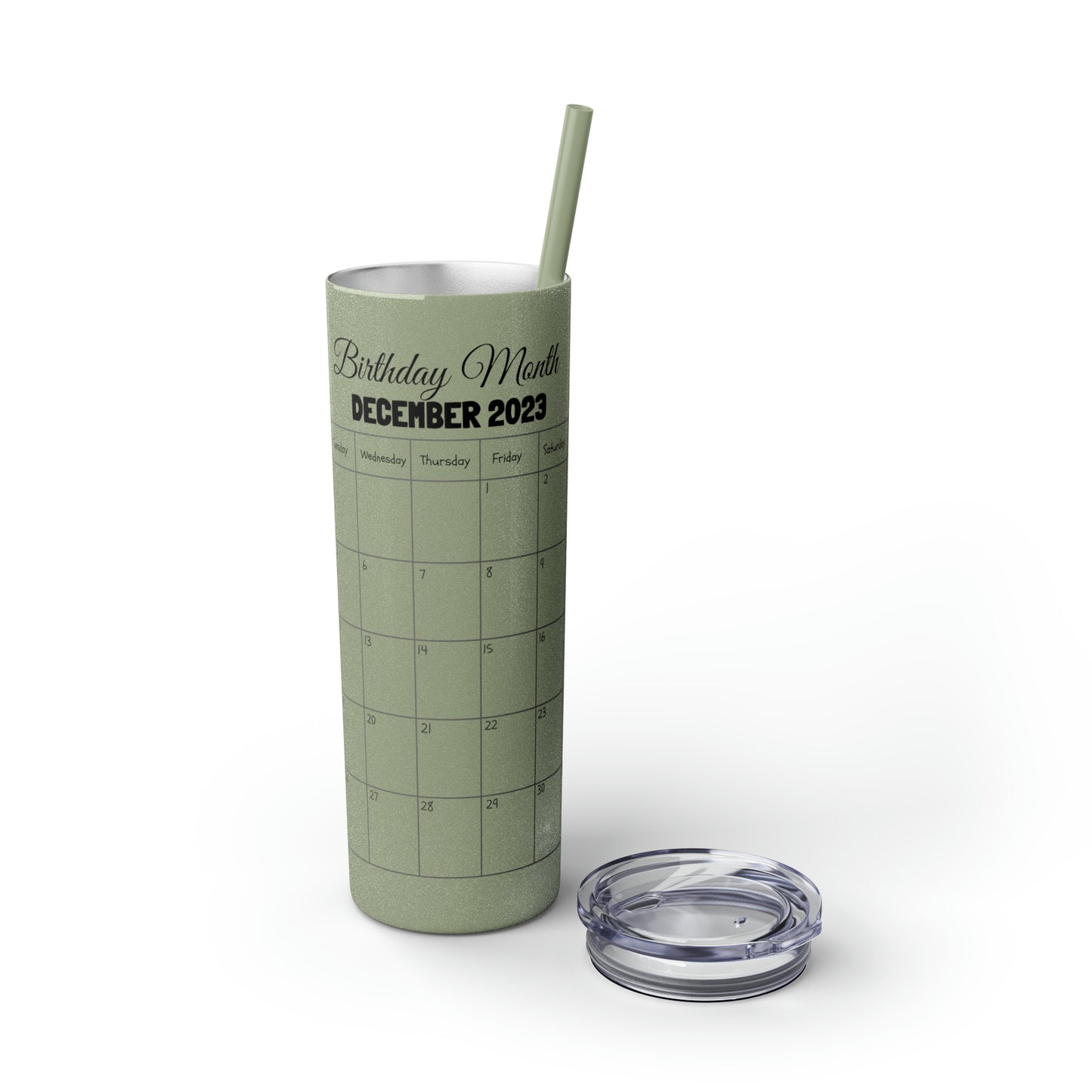 Skinny Tumbler with Straw, 20oz-Birthday Month December