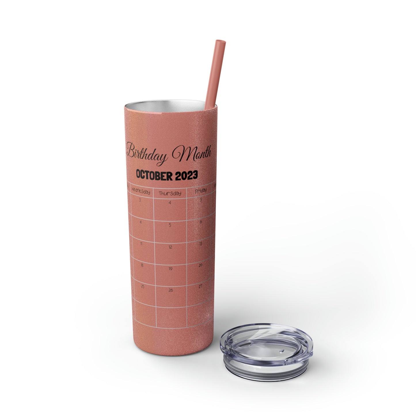 Skinny Tumbler with Straw, 20oz-Birthday Month October