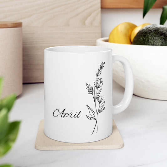 April Birth Month Flower Ceramic Coffee Mug