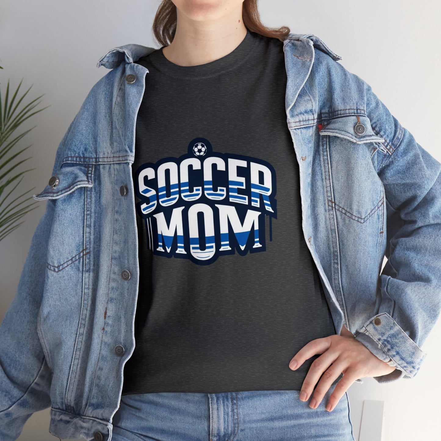 Soccer Mom Blue and White Design Unisex Heavy Cotton Tee