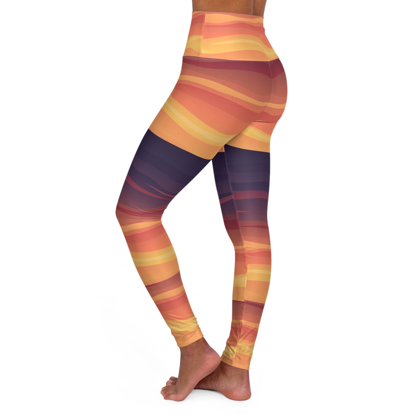 High Waisted Yoga Leggings Customized Sunset Design