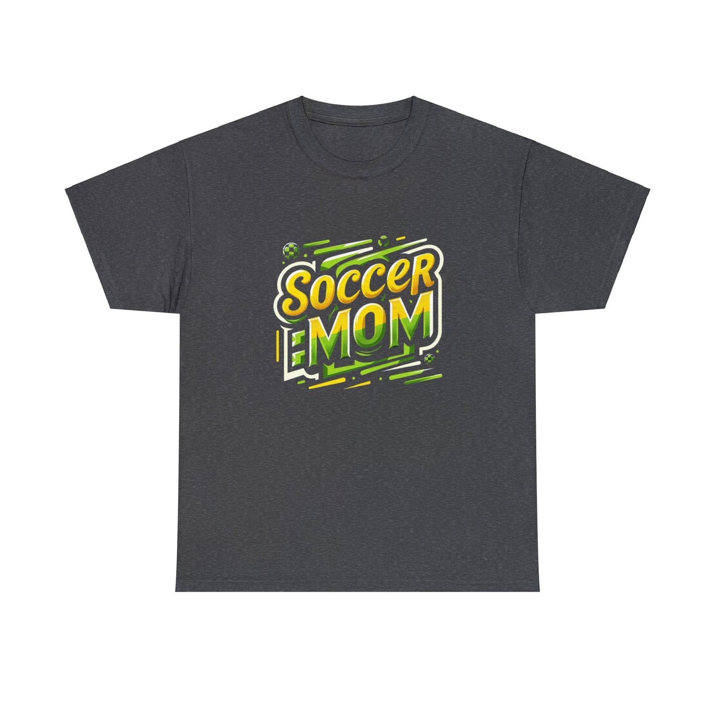 Soccer Mom Yellow and Green Design Unisex Heavy Cotton Tee