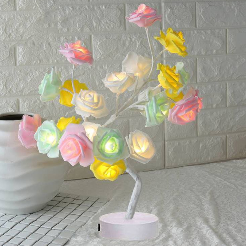 Rose Flower Lamp USB Battery Operated LED Table Lamp Bonsai Tree Night Lights