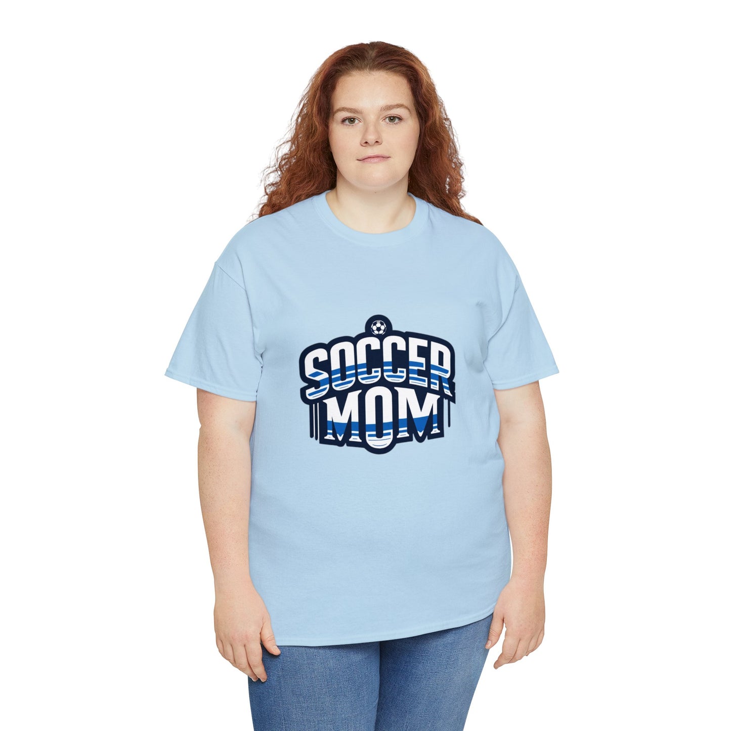 Soccer Mom Blue and White Design Unisex Heavy Cotton Tee