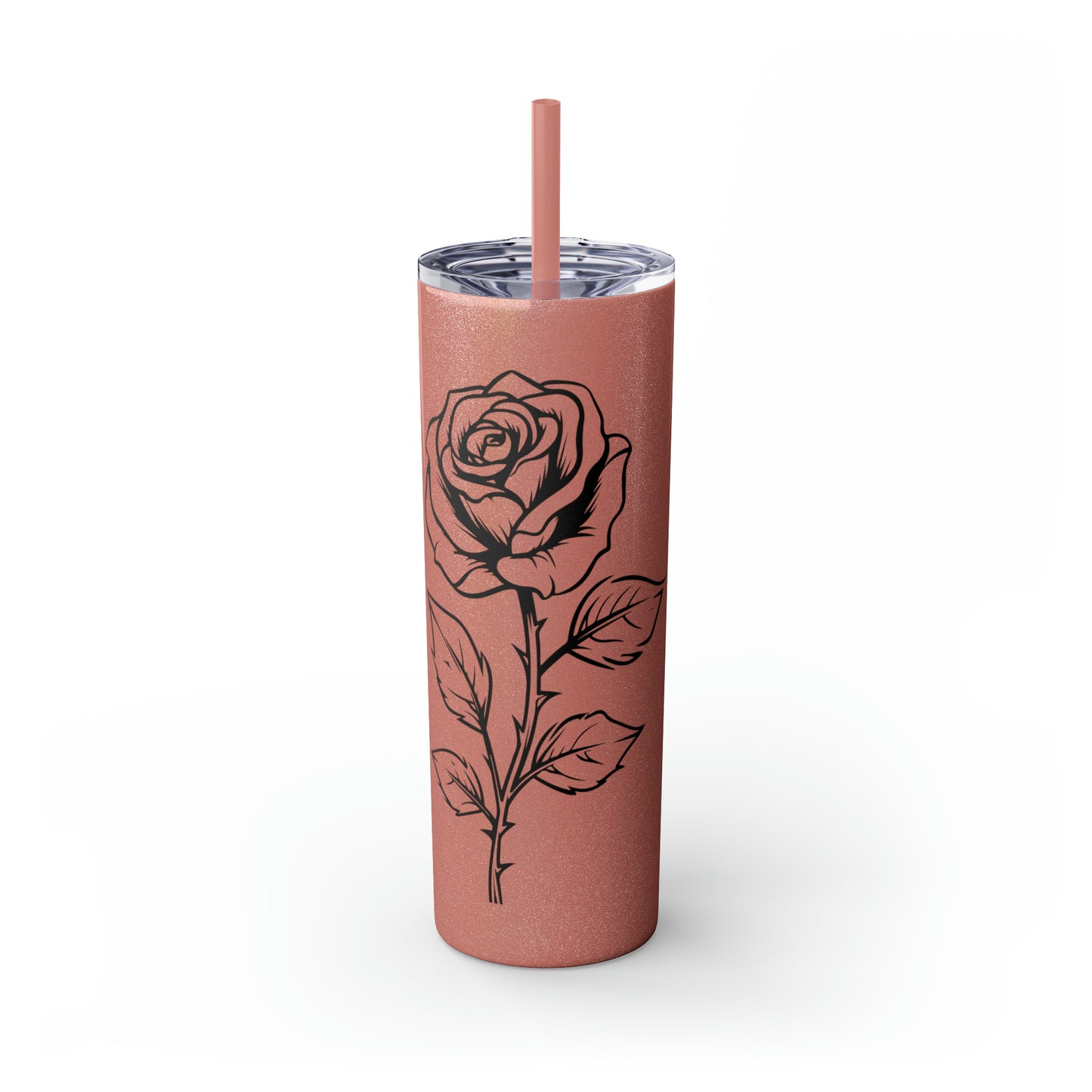 Skinny Tumbler with Straw, 20oz - Single Rose