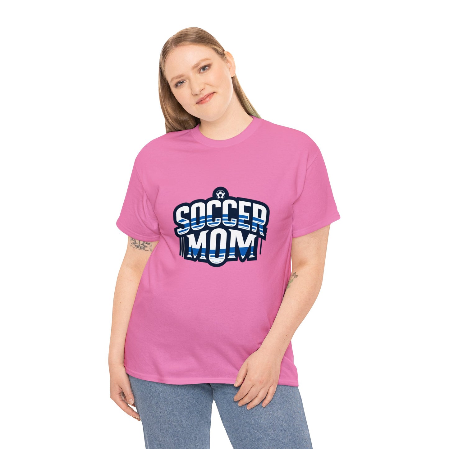 Soccer Mom Blue and White Design Unisex Heavy Cotton Tee