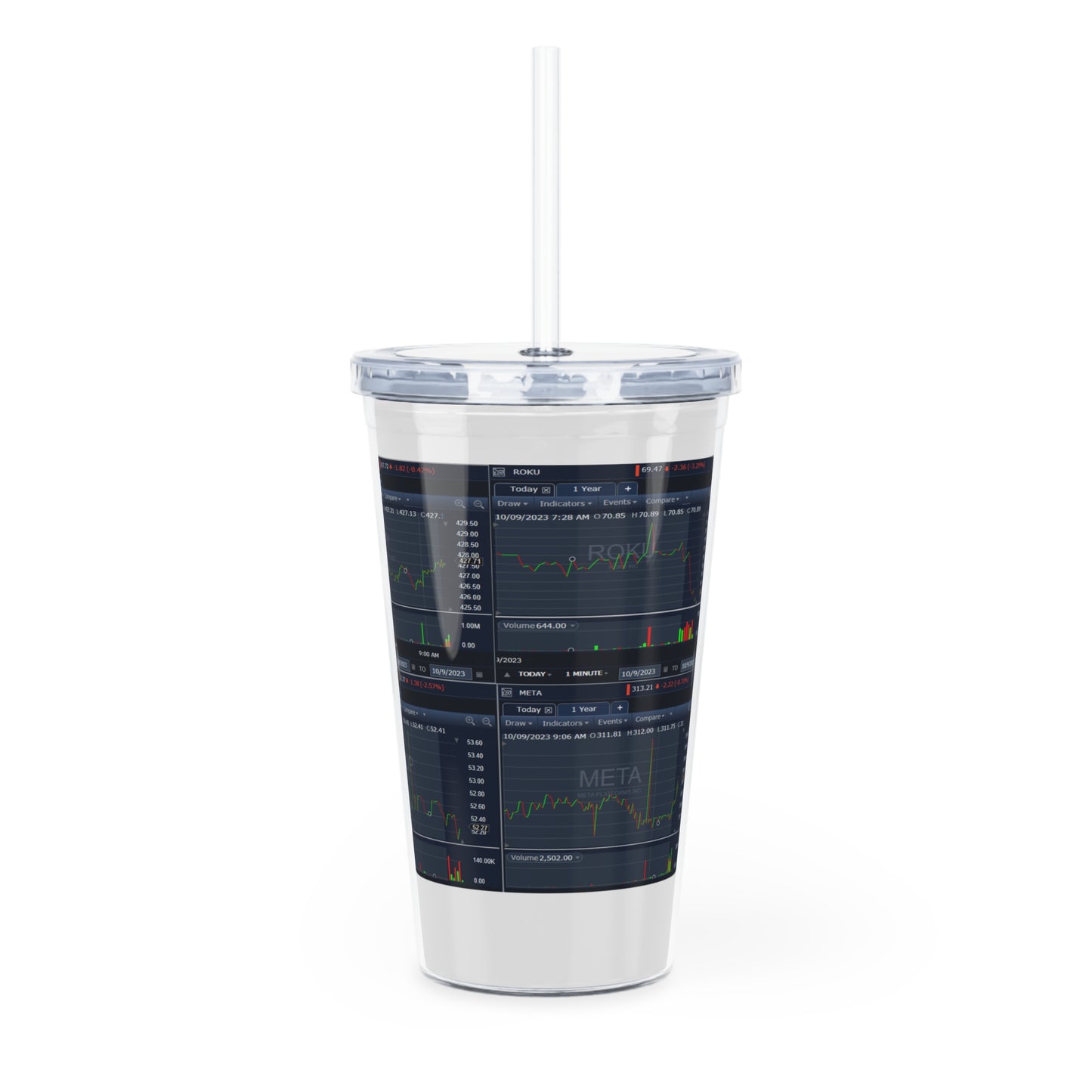 Plastic Tumbler with Straw for Stock Traders