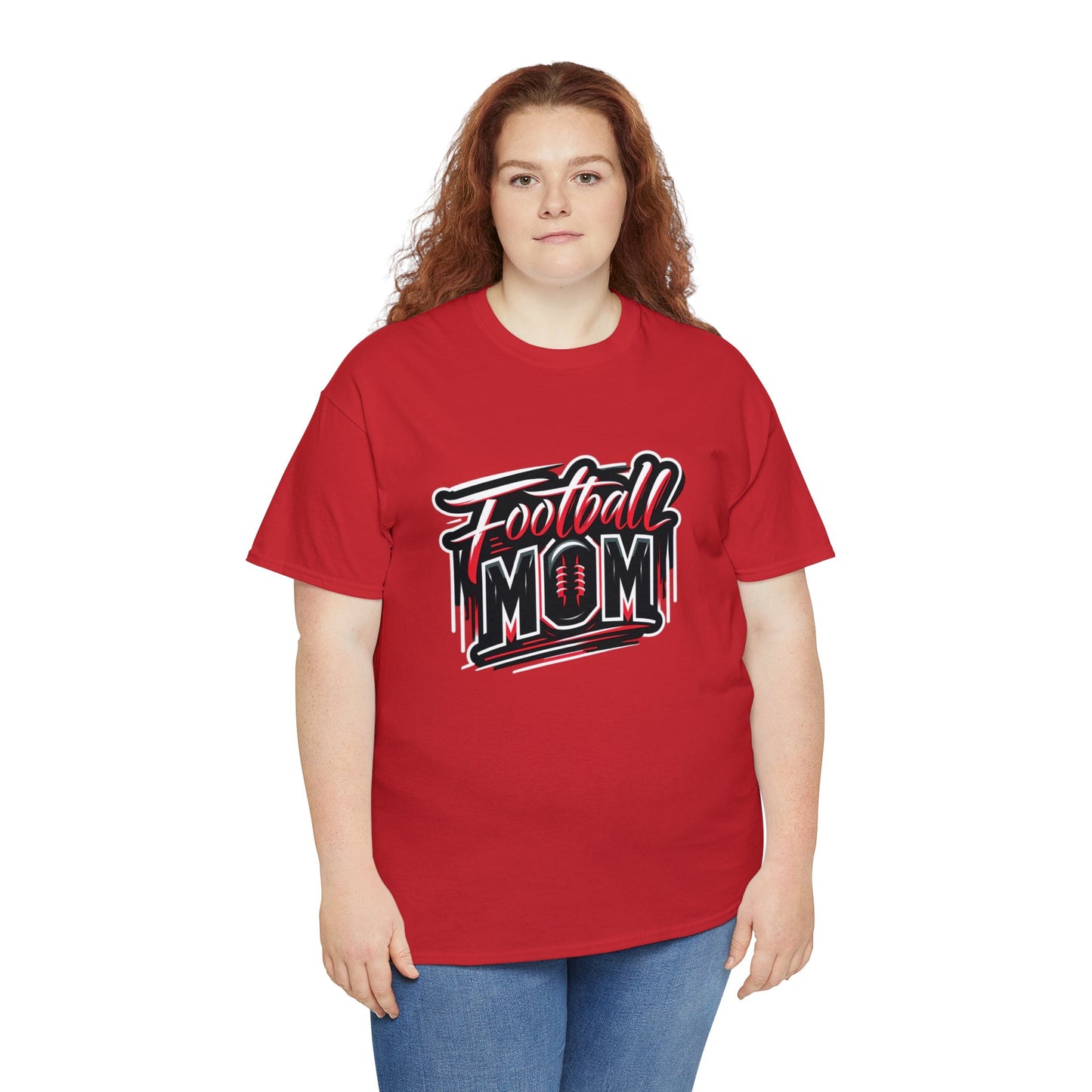 Football Mom Red and Black Design Unisex Heavy Cotton Tee