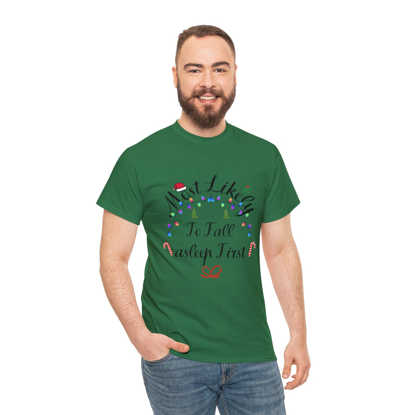 Christmas Ugly Tees Unisex Heavy Cotton Tee fall asleep First