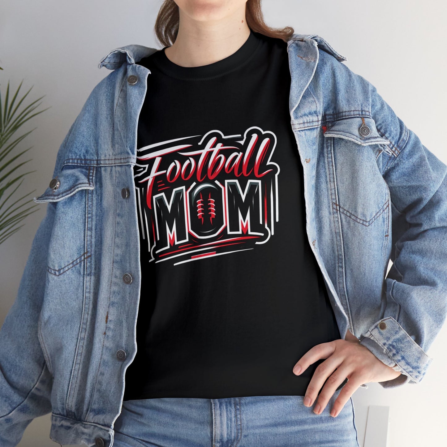 Football Mom Red and Black Design Unisex Heavy Cotton Tee